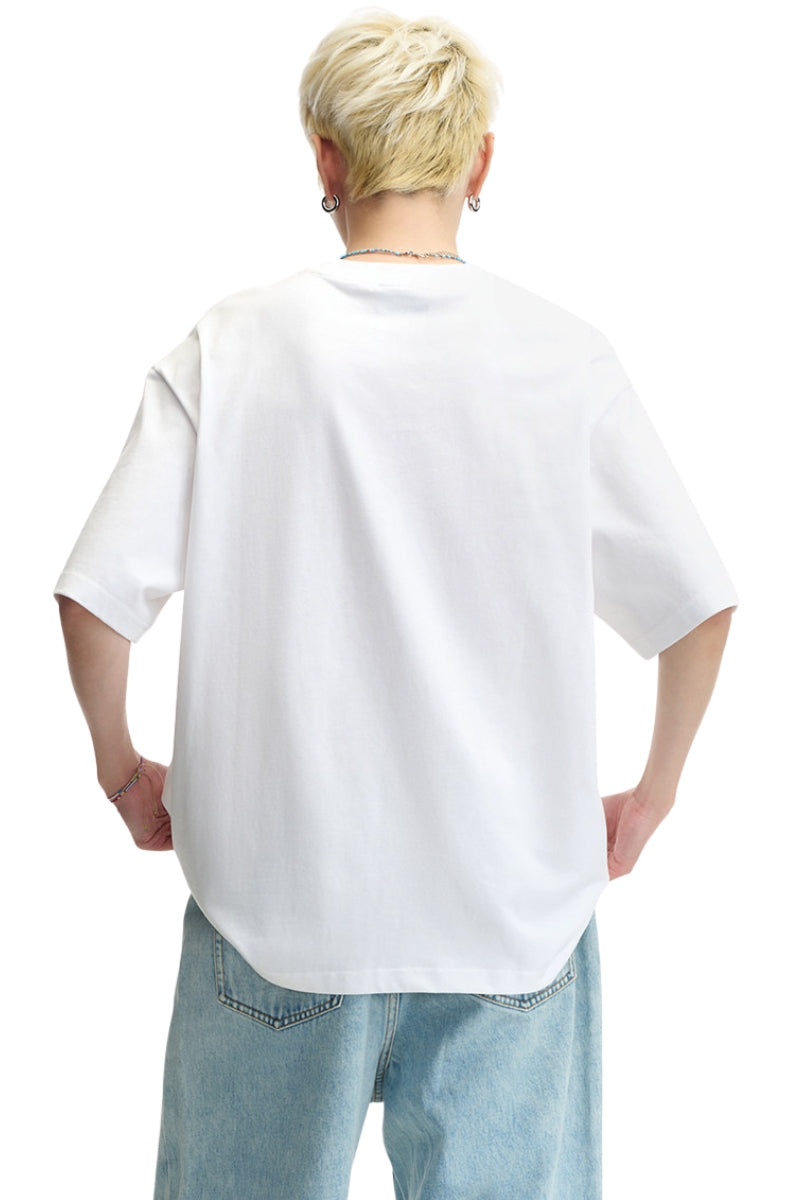Dangerouspeople DSP Cording Embroidery Letter Puppy T‑Shirt Loose Casual Streetwear Unisex Tee