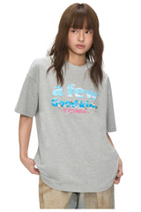 AFGK | Beach Towel Embroidery Shell Tee, Unisex Casual Couple T-Shirt