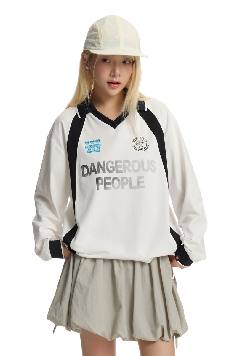 Dangerouspeople｜Vintage Sporty Drop Shoulder Color Block Rugby Polo