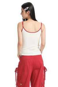 Dangerouspeople DSP Bread Cat Embroidery Contrast‑Color Women's Cami Top