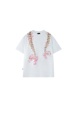 BJHG Women Rhinestone Braided Print Short Sleeve Tee Summer Couple Top