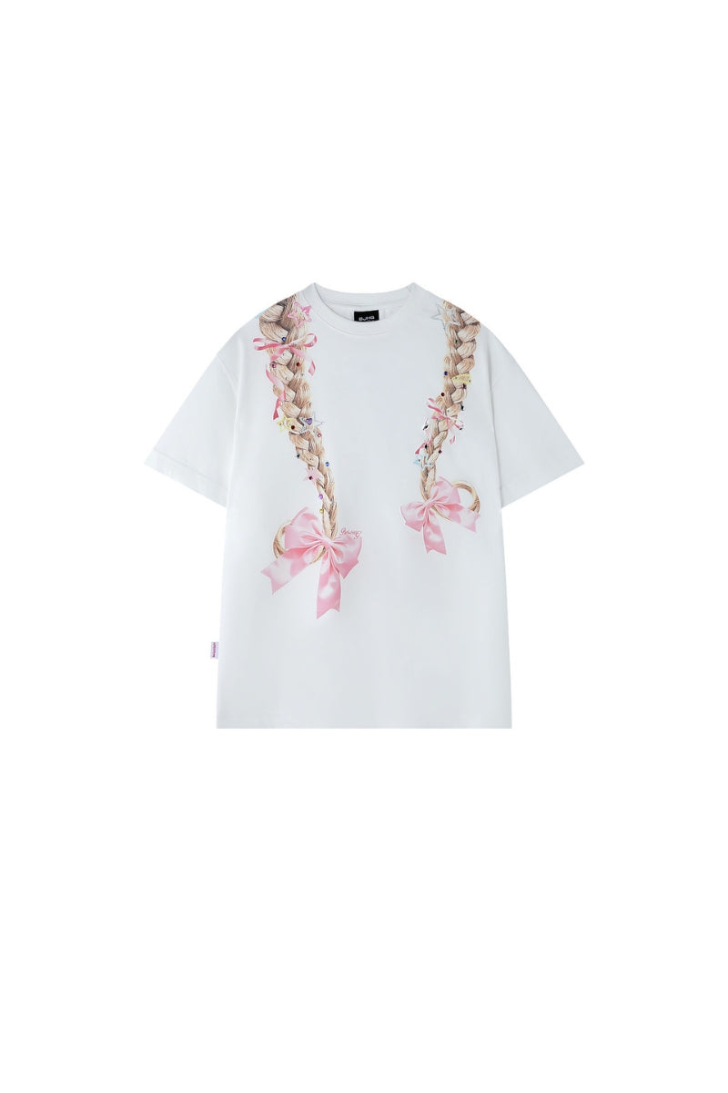 BJHG Women Rhinestone Braided Print Short Sleeve Tee Summer Couple Top