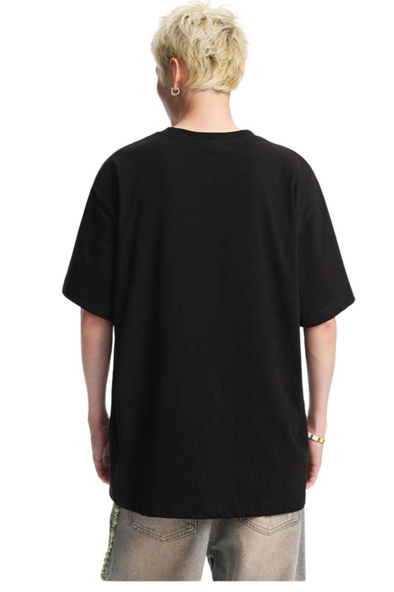 Dangerouspeople DSP Small‑D Note Metal Chain Loose Streetwear T‑Shirt