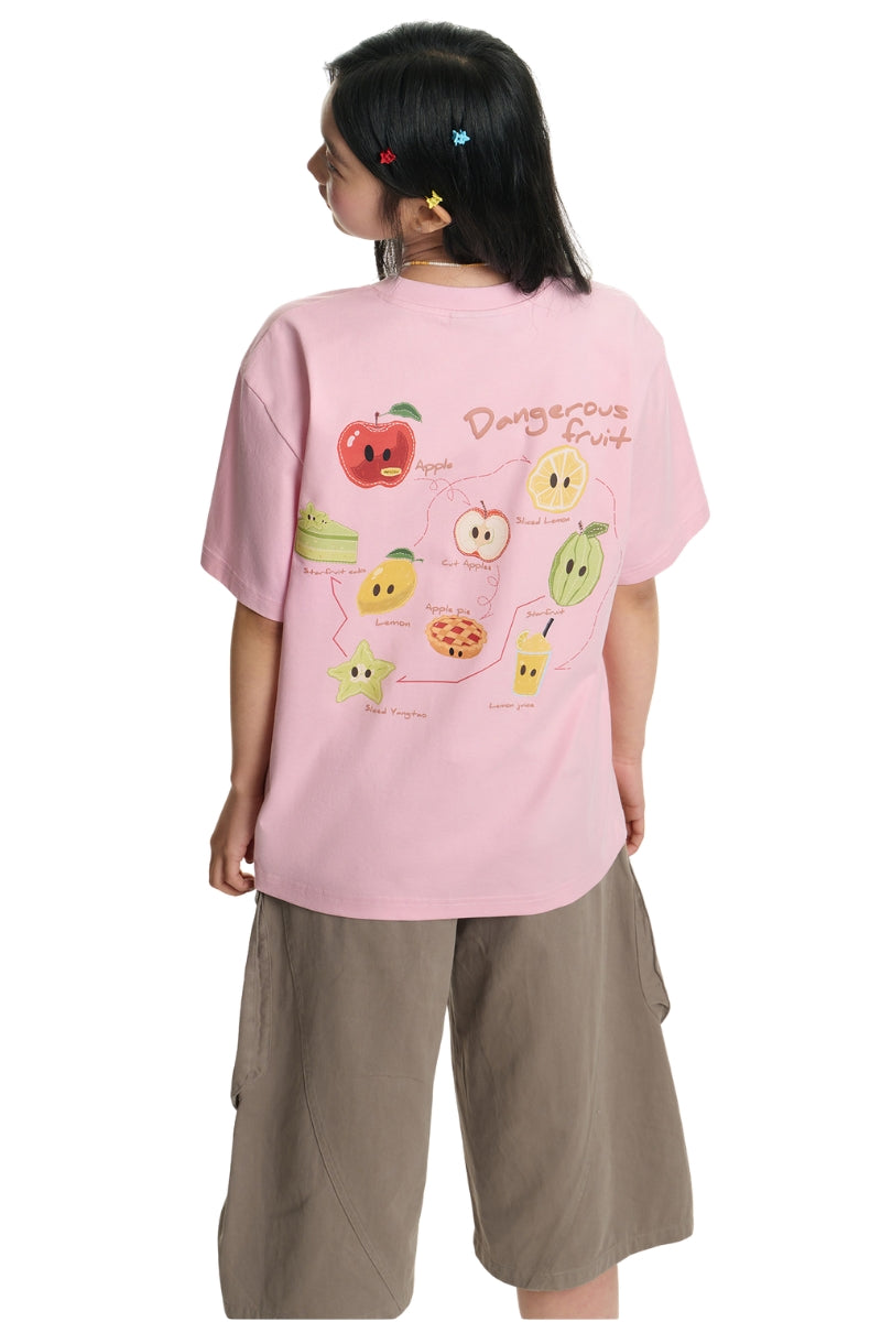 Dangerouspeople DSP Cute Mismatched Eye Fruit Print Sorona Short Sleeve Tee