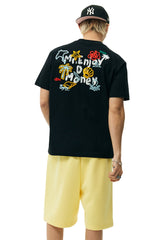 MEDM Beach Walk Embroidery Print Crew Neck T-Shirt