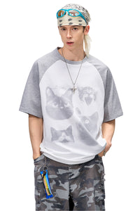 BJHG Unisex Emotional Kitty Print Couple Tee