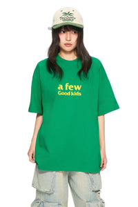 AFGK Basic Double Row Logo Color Block Tee Unisex American Casual T-shirt