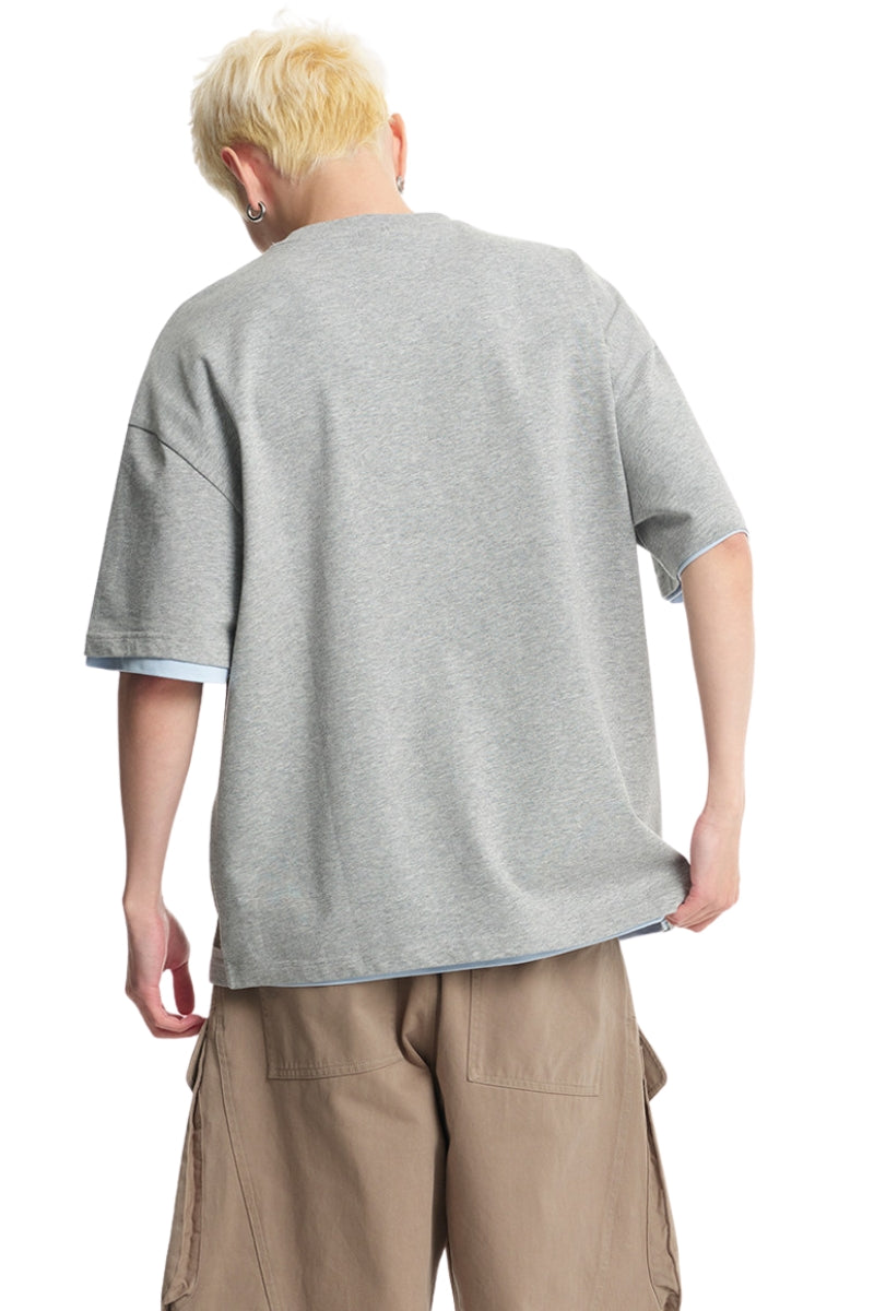 DangerousPeople DSP Pony Series Color‑Block Money‑Luck Pony Loose Tee