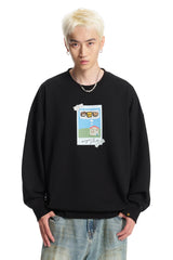 Dangerouspeople｜Velcro Patch Print Couple Drop Shoulder Sweatshirt