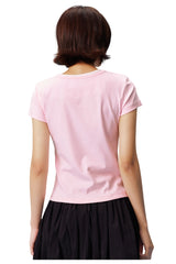 MEDM Fake Two-Piece Embroidered Women Tee