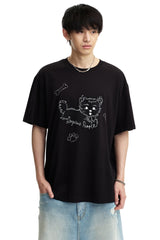 Dangerouspeople DSP Dog Patch Embroidered Loose Short Sleeve Tee