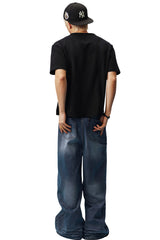 MEDM Henley Embroidery Fake Two-Piece Tee