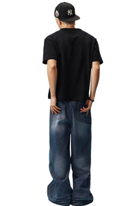 MEDM Henley Embroidery Fake Two-Piece Tee