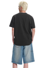 DangerousPeople DSP Mini‑D Home Hand‑Drawn Washed Tee Retro Texture Couple T‑Shirt
