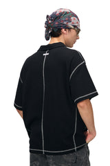 BJHG Summer Men Retro Waffle Knit Polo Shirt Quick‑Dry American Daily Wear Top