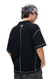 BJHG Summer Men Retro Waffle Knit Polo Shirt Quick‑Dry American Daily Wear Top