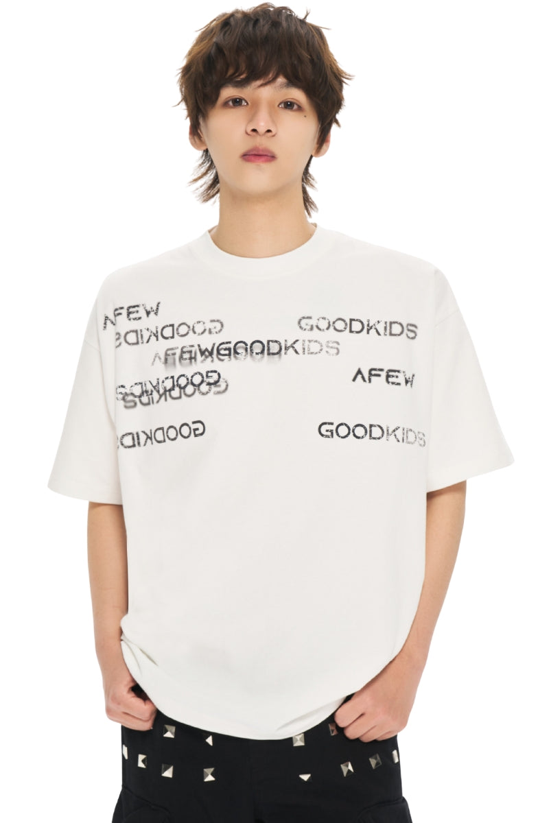 AFGK | Irregular Letter Tee, American High Street Unisex Loose T-Shirt