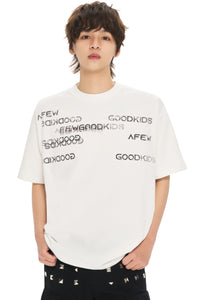 AFGK | Irregular Letter Tee, American High Street Unisex Loose T-Shirt