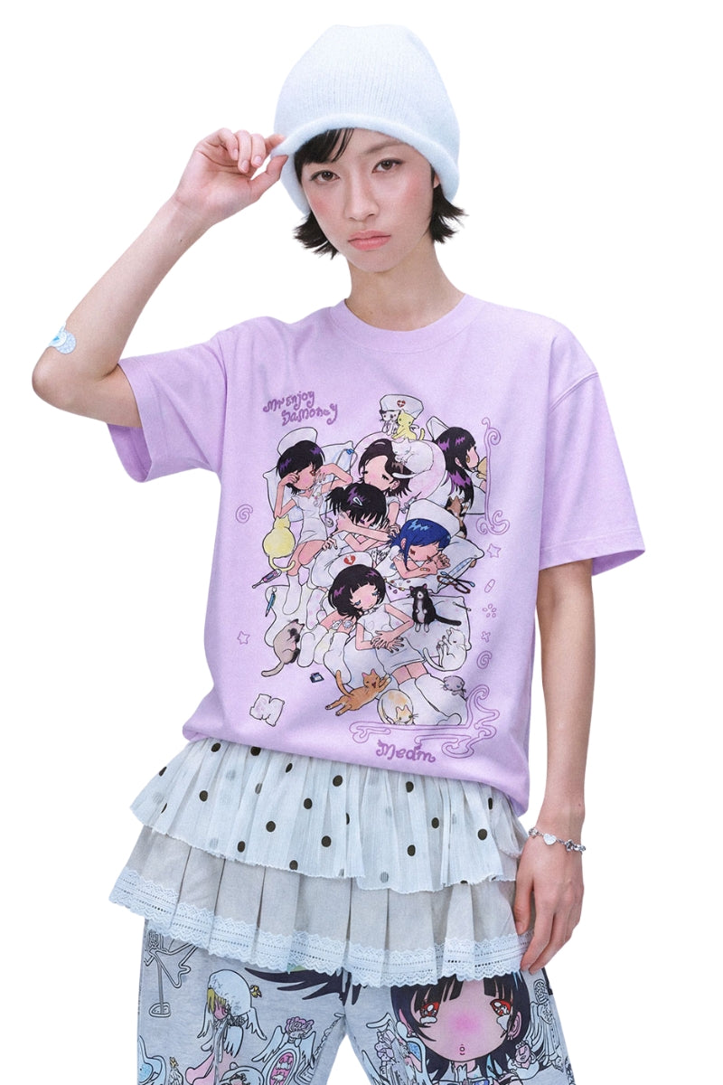 MEDM × Niaoyiyi | Nap Cartoon Versatile Women Crew Tee