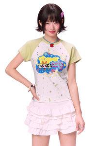 BJHG × The Powerpuff Girls Women Figure‑Flattering Graphic‑Print Short‑Sleeve Tee