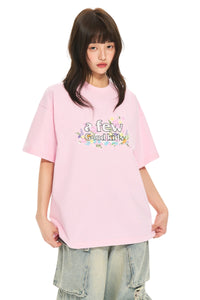 AFGK | Floral Embroidered Heavyweight Tee, American Casual Unisex T-Shirt