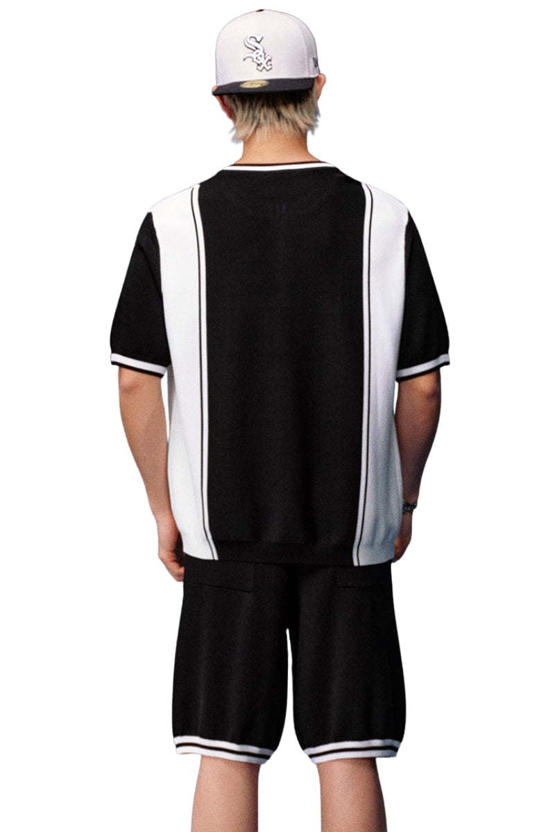 MEDM Old Money Color Block Knit Set Drop Shoulder Tee