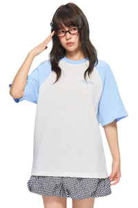 AFGK Waffle Raglan Tee American Campus Unisex Color Block Casual T-shirt