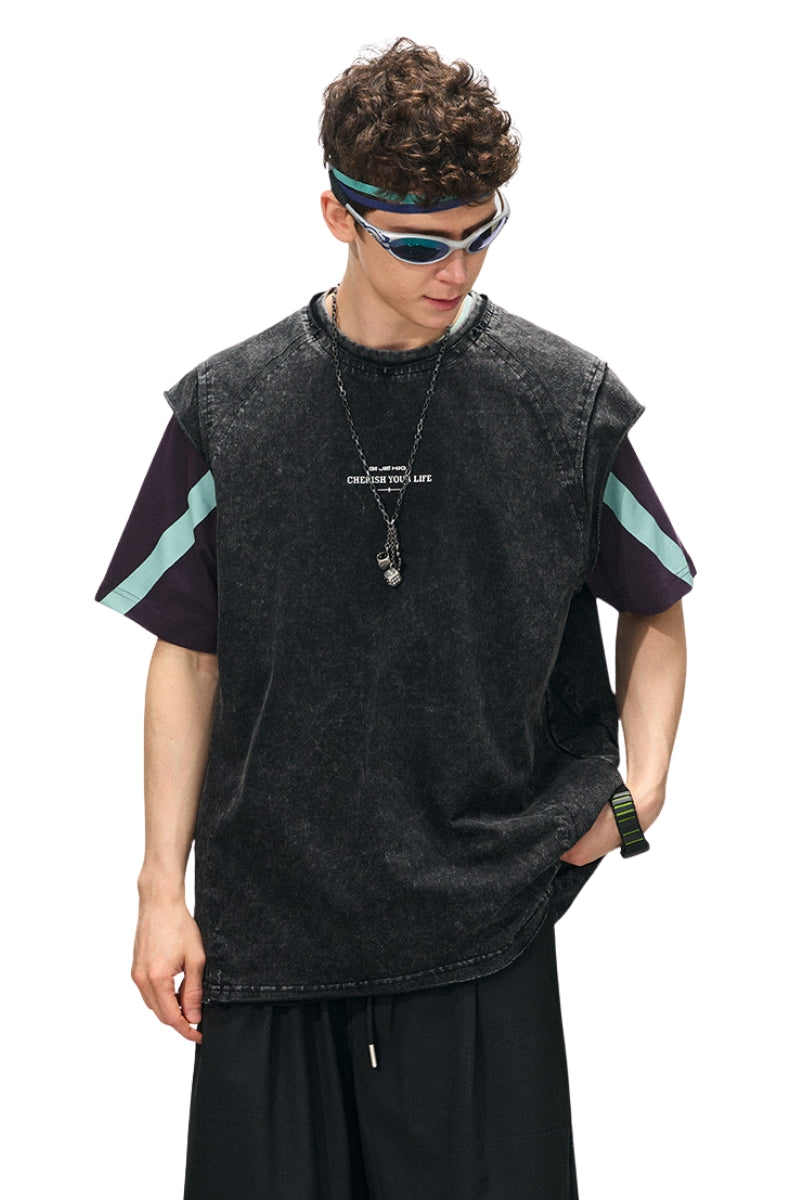 BJHG｜American Vintage Knit Tank Top, Men's Loose Fit
