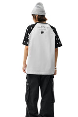 MEDM Washed Strawberry Print Raglan Polka Dot Heart T-shirt