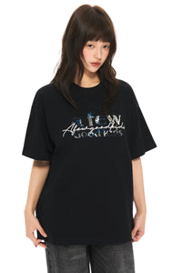 AFGK | Leopard Lace Patch Embroidered Tee, Unisex Summer Cotton T-Shirt