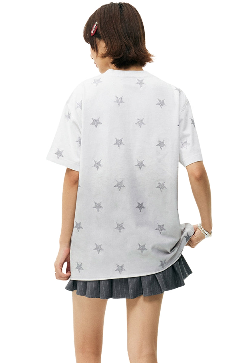 MEDM Contrast Star Logo Vintage Loose Unisex T-shirt