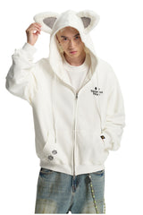 Dangerouspeople｜Double Zip Furry Ear Hoodie Streetwear