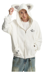 Dangerouspeople｜Double Zip Furry Ear Hoodie Streetwear