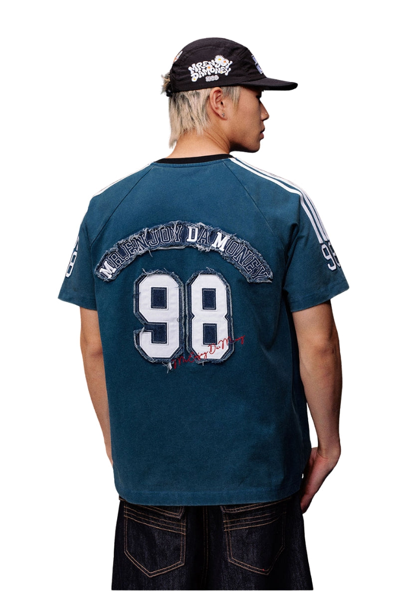 MEDM Denim Patch Embroidery Washed Tee