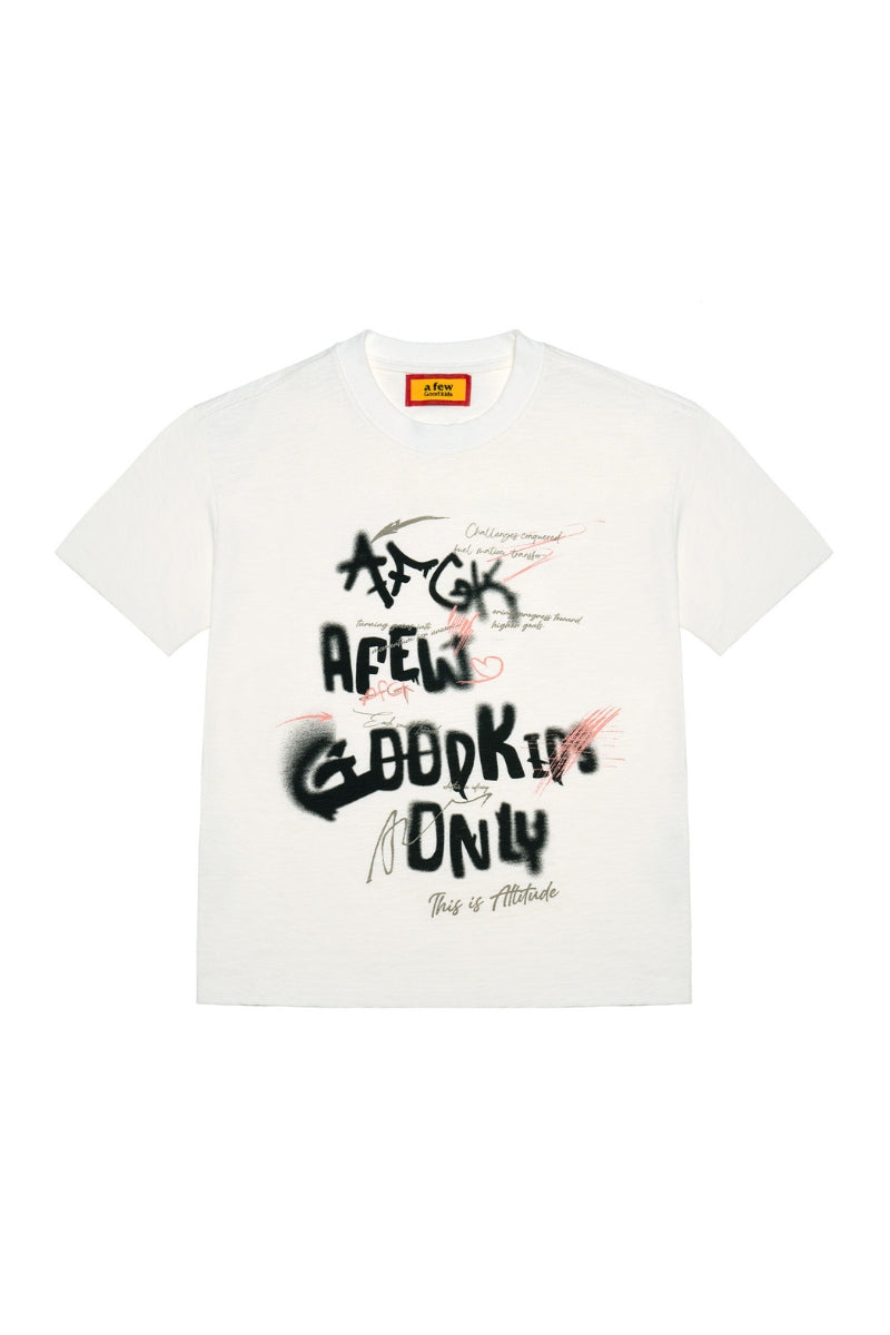 AFGK Graffiti Blurry Font Tee Unisex Summer Couple Casual T-shirt