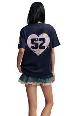 MEDM No.52 Flocked Heart Print Heavy Cotton T-shirt Couple