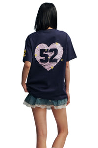 MEDM No.52 Flocked Heart Print Heavy Cotton T-shirt Couple