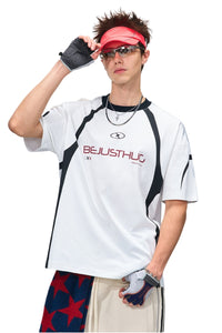 BJHG | UPF50+ Quick‑Dry Spliced Short Sleeve Tee, American Sport Top for Men Women