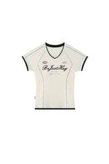 BJHG｜Retro Contrast Fitted Short Sleeve T‑Shirt, Women's