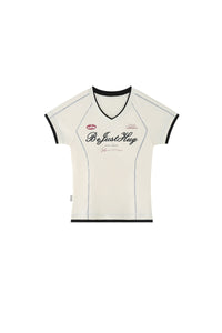 BJHG｜Retro Contrast Fitted Short Sleeve T‑Shirt, Women's