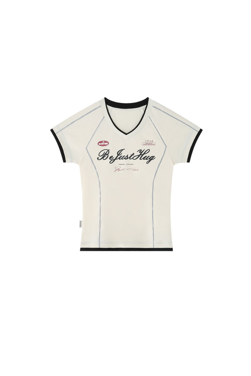 BJHG｜Retro Contrast Fitted Short Sleeve T‑Shirt, Women's