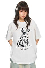 AFGK 26SS Spotted Dog Print Tee Unisex American Street Couple T-shirt