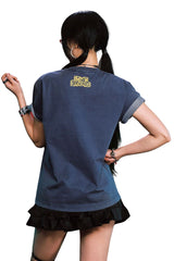 MEDM x EVA NEVER END Distressed Washed Eva Unit Loose Crew Neck Tee