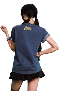 MEDM x EVA NEVER END Distressed Washed Eva Unit Loose Crew Neck Tee