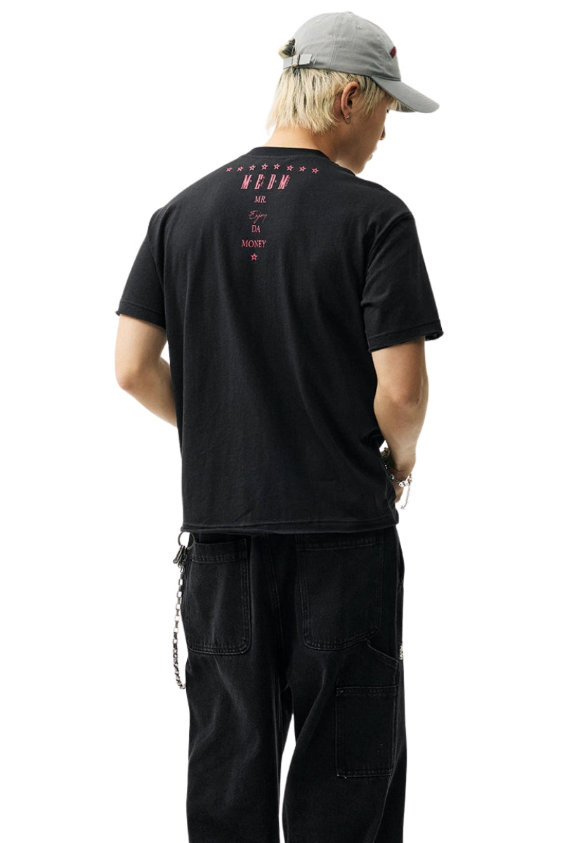 MEDM Poem Print Knit Crew Neck Unisex Tee