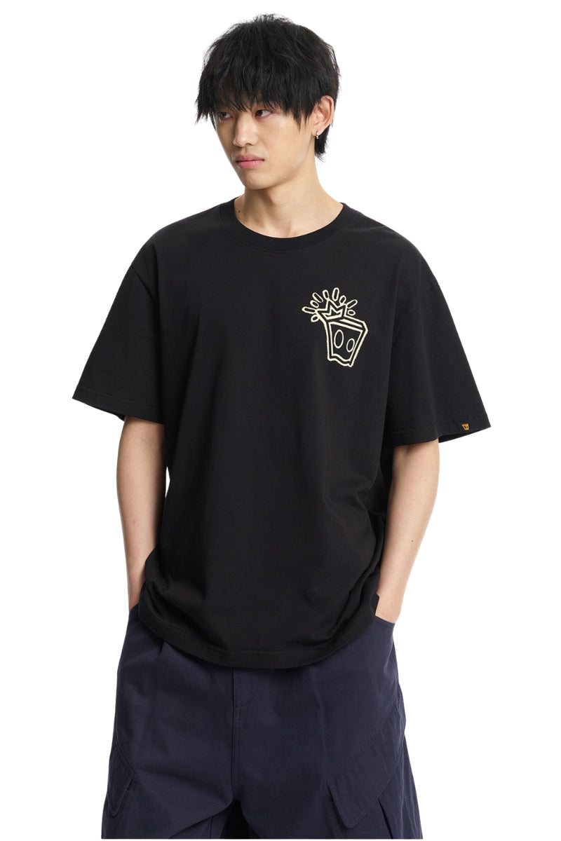 DangerousPeople｜Glow‑in‑the‑Dark Crown D‑Logo Print Cotton T‑Shirt