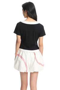 DangerousPeople｜Spliced Mock Two‑Piece Color‑Block Women’s T‑Shirt