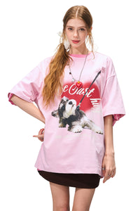 BJHG Unisex Puppy Print Couple Tee