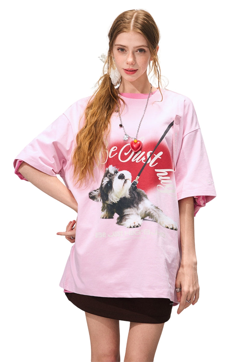 BJHG Unisex Puppy Print Couple Tee