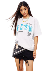 MEDM x STK Embroidered Letter Print Tee